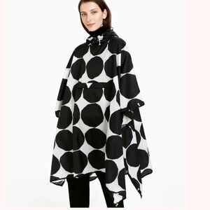 Marimekko Black & White Polka Dot Foldable Rain Poncho w/ Pouch - One Size NWT